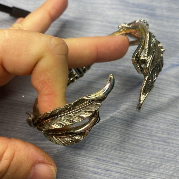 Silver Feather Bangle Bracelet - Picture 3 of 6